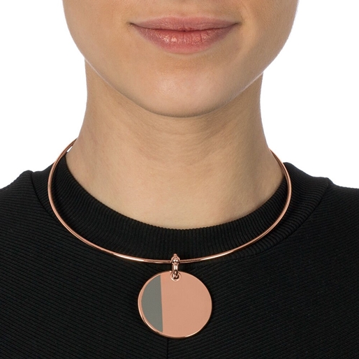 Style Candies Rose Gold Plated Grey Enamel Collar-